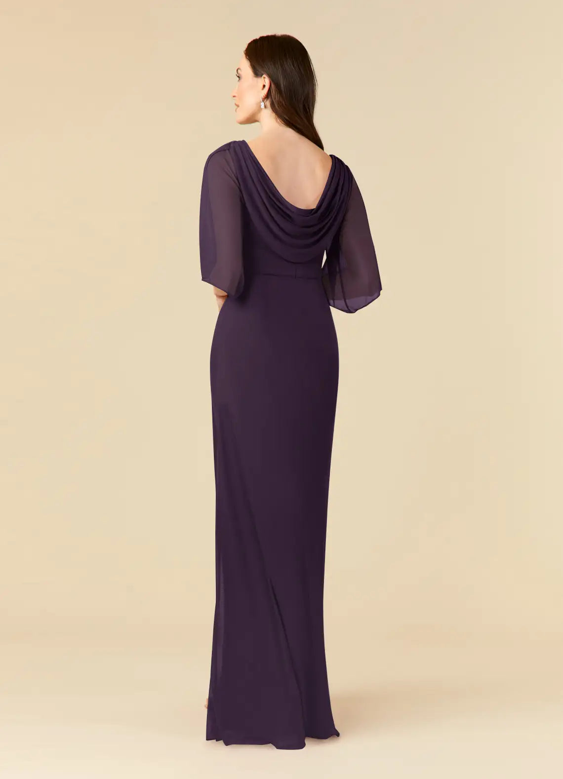 Fashionable Sheath Boat Neck Half Sleeve Sequins Beaded Draped-Back Back Zip Floor-Length Mother of the Bride Dress