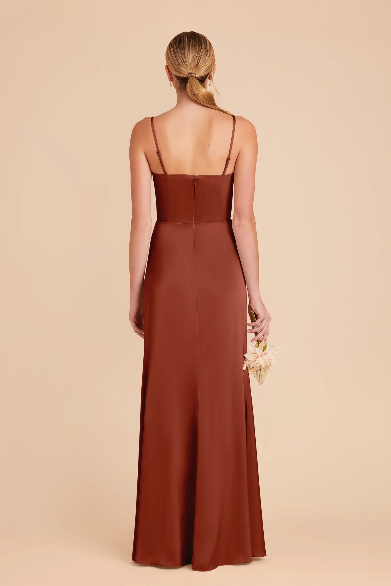 Fashionable Sheath Square Neck Spaghetti-Strap Open Back Back Zip Floor-Length Side Leg Slit  Prom Dresses