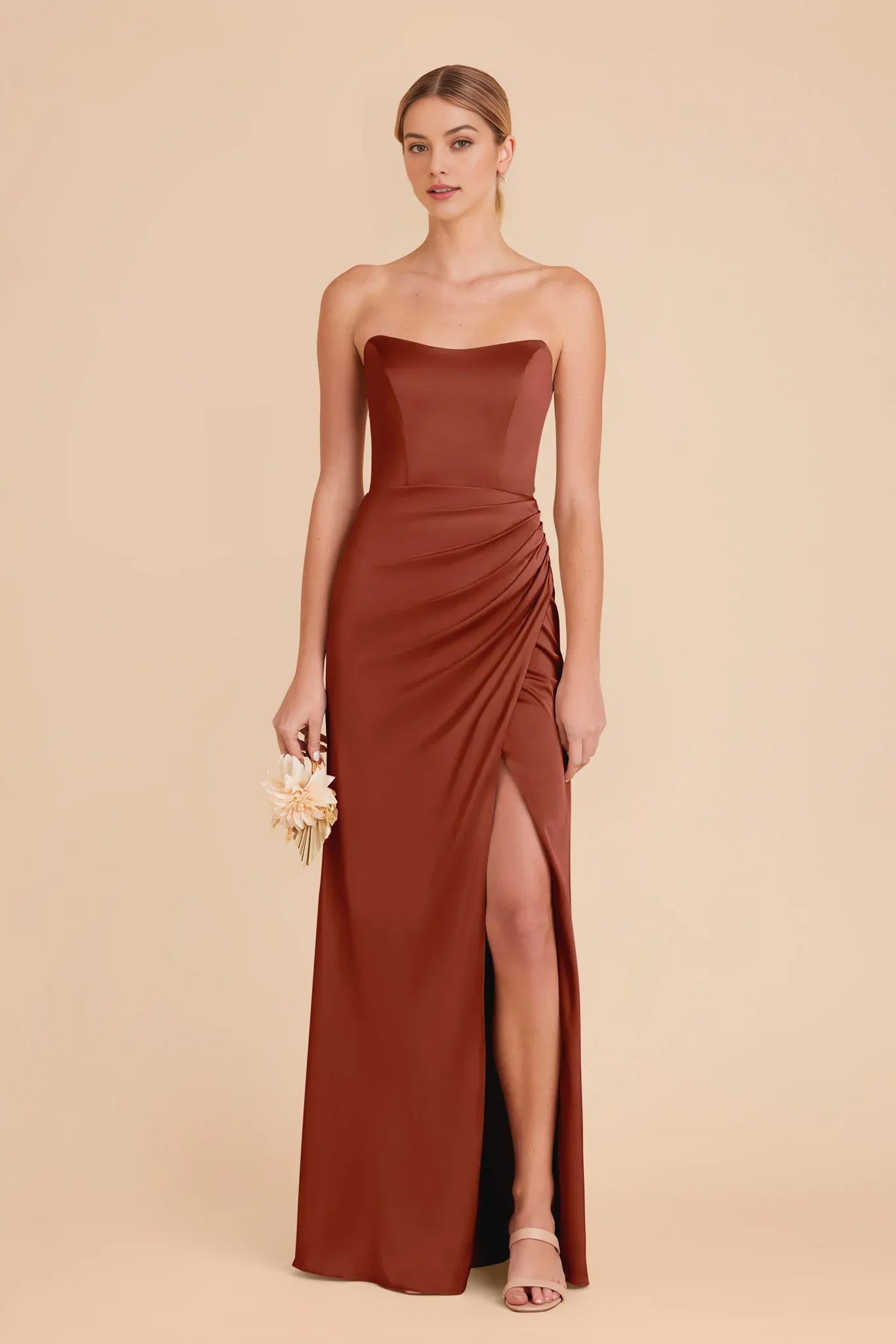 Fashionable Sheath Square Neck Spaghetti-Strap Open Back Back Zip Floor-Length Side Leg Slit  Prom Dresses