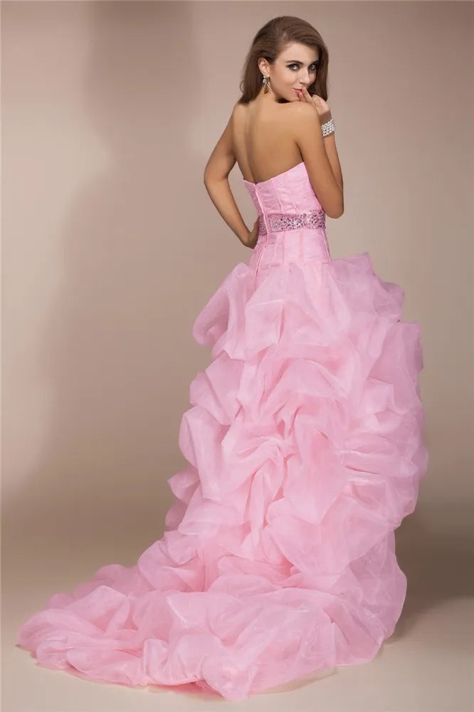 Glamorous Ballgown Sweetheart Neck Strapless Zipper Back High-Low Evening Dresses