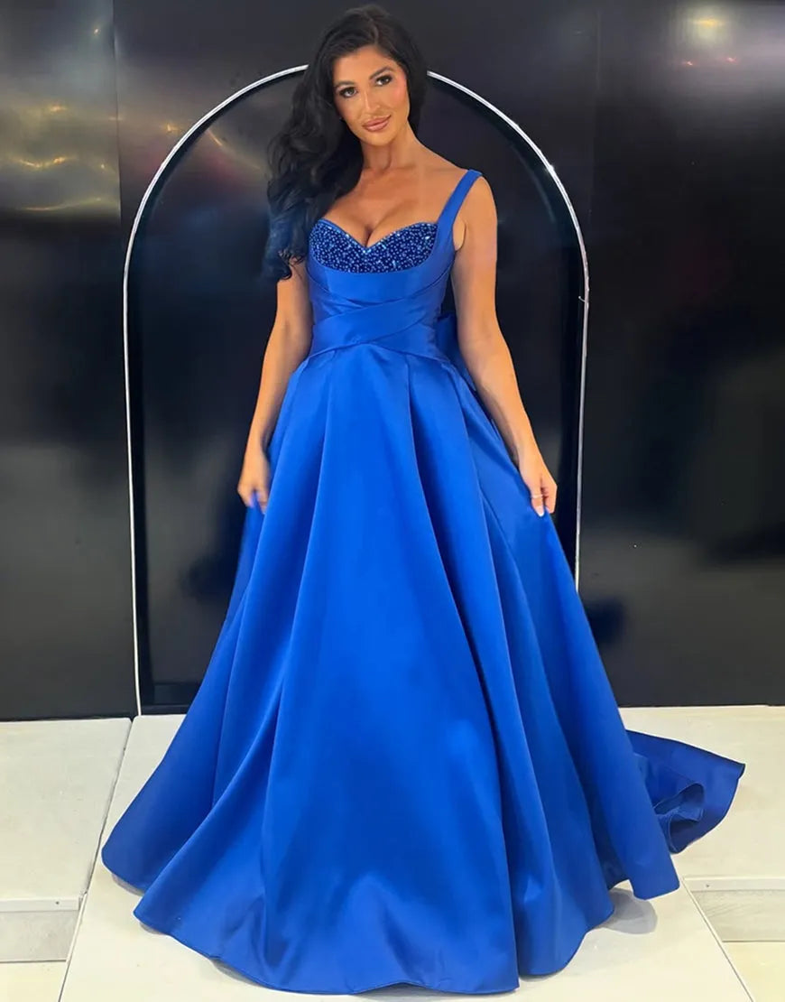 Glamorous Ballgown Sweetheart Spaghetti Strap Lace Up Back Floor Length Prom Dresses