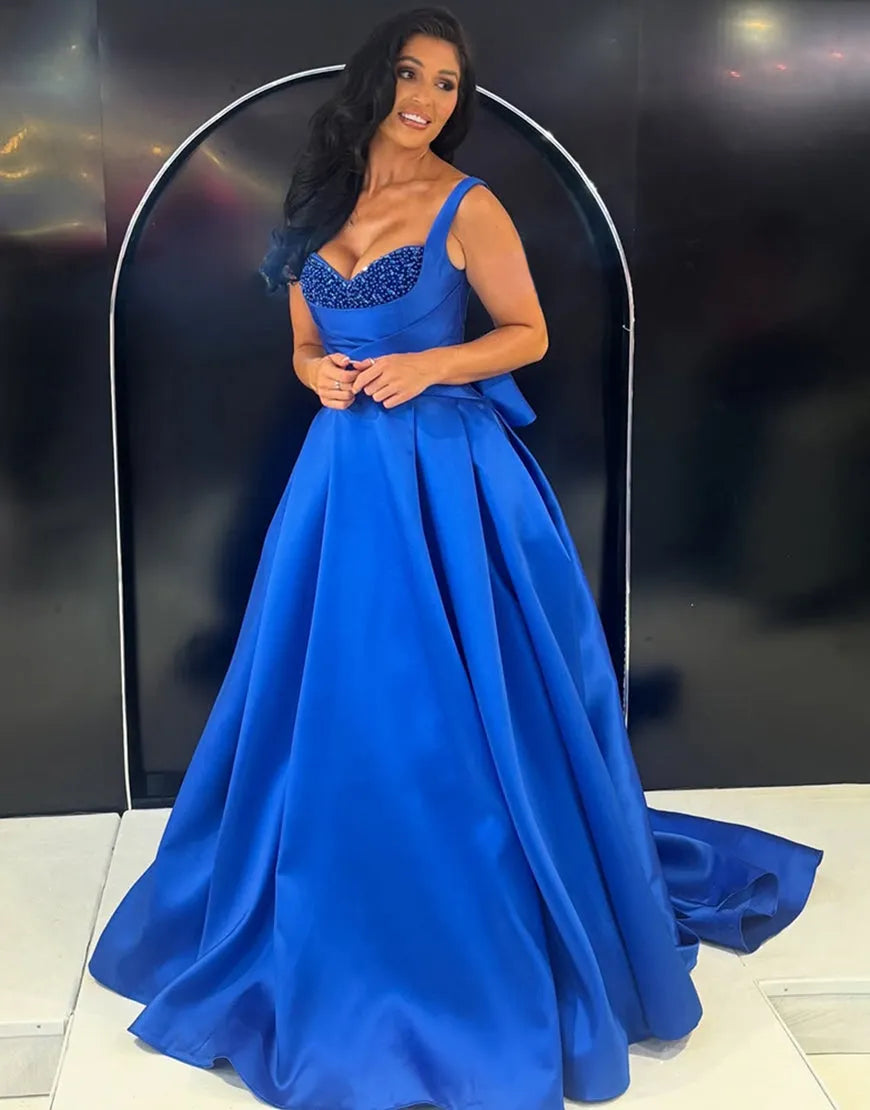 Glamorous Ballgown Sweetheart Spaghetti Strap Lace Up Back Floor Length Prom Dresses