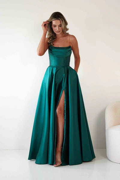 Glamorous Ballgown Sweetheart Strapless Embellished-Bodice Lace-Up-Back Floor-Length Formal Prom Dresses