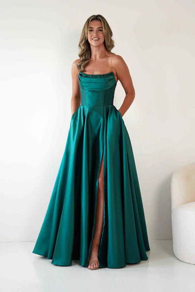Glamorous Ballgown Sweetheart Strapless Embellished-Bodice Lace-Up-Back Floor-Length Formal Prom Dresses