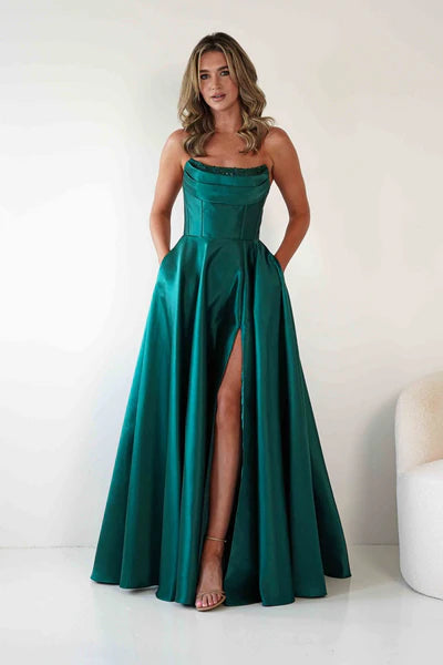 Glamorous Ballgown Sweetheart Strapless Embellished-Bodice Lace-Up-Back Floor-Length Formal Prom Dresses