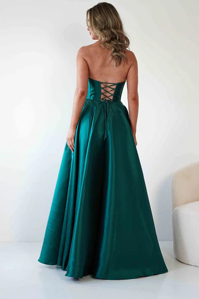 Glamorous Ballgown Sweetheart Strapless Embellished-Bodice Lace-Up-Back Floor-Length Formal Prom Dresses