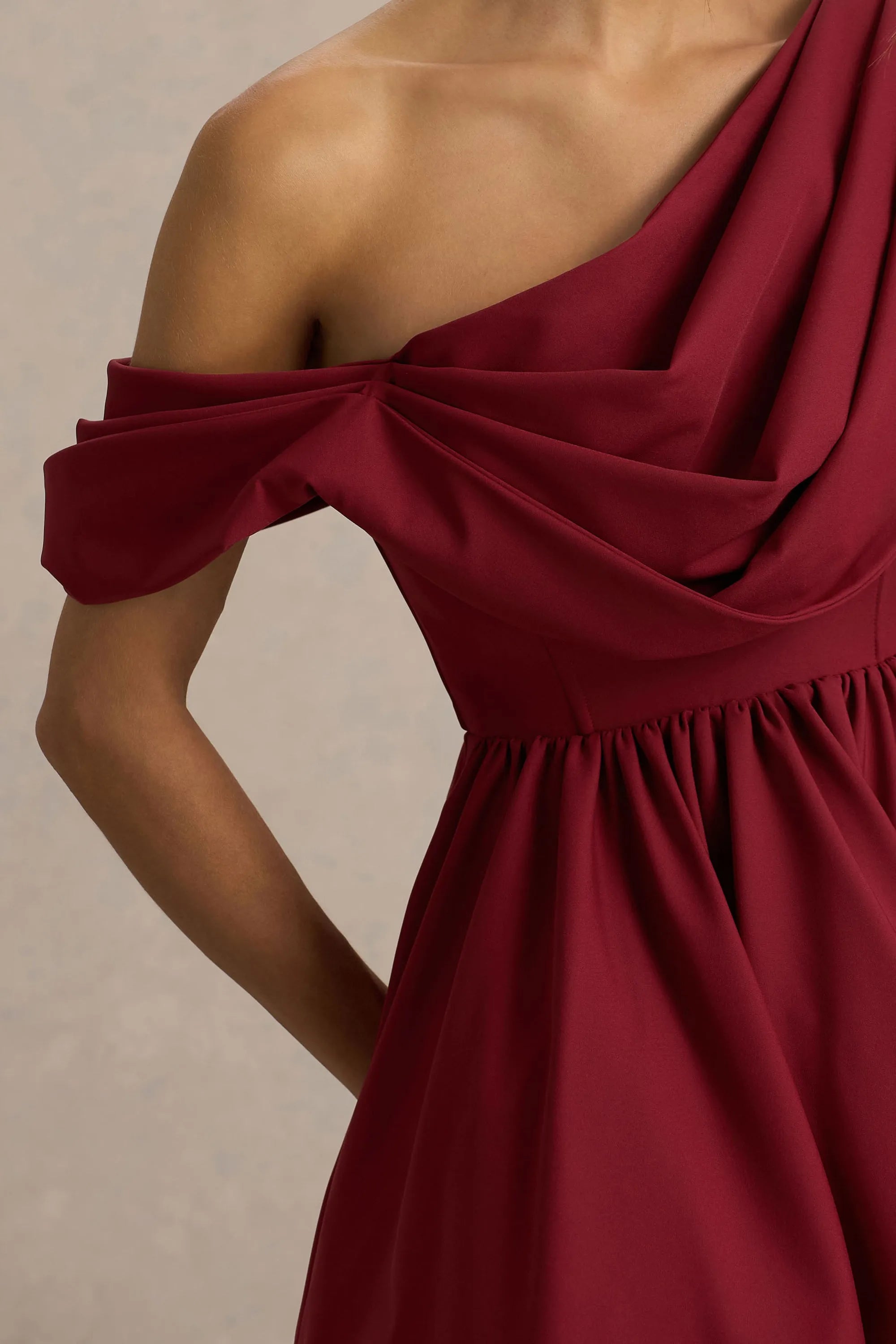 Glamorous Fit-and-Flare One-Shoulder Ruffled-Sleeve Zip Back Short Homecoming Dresses