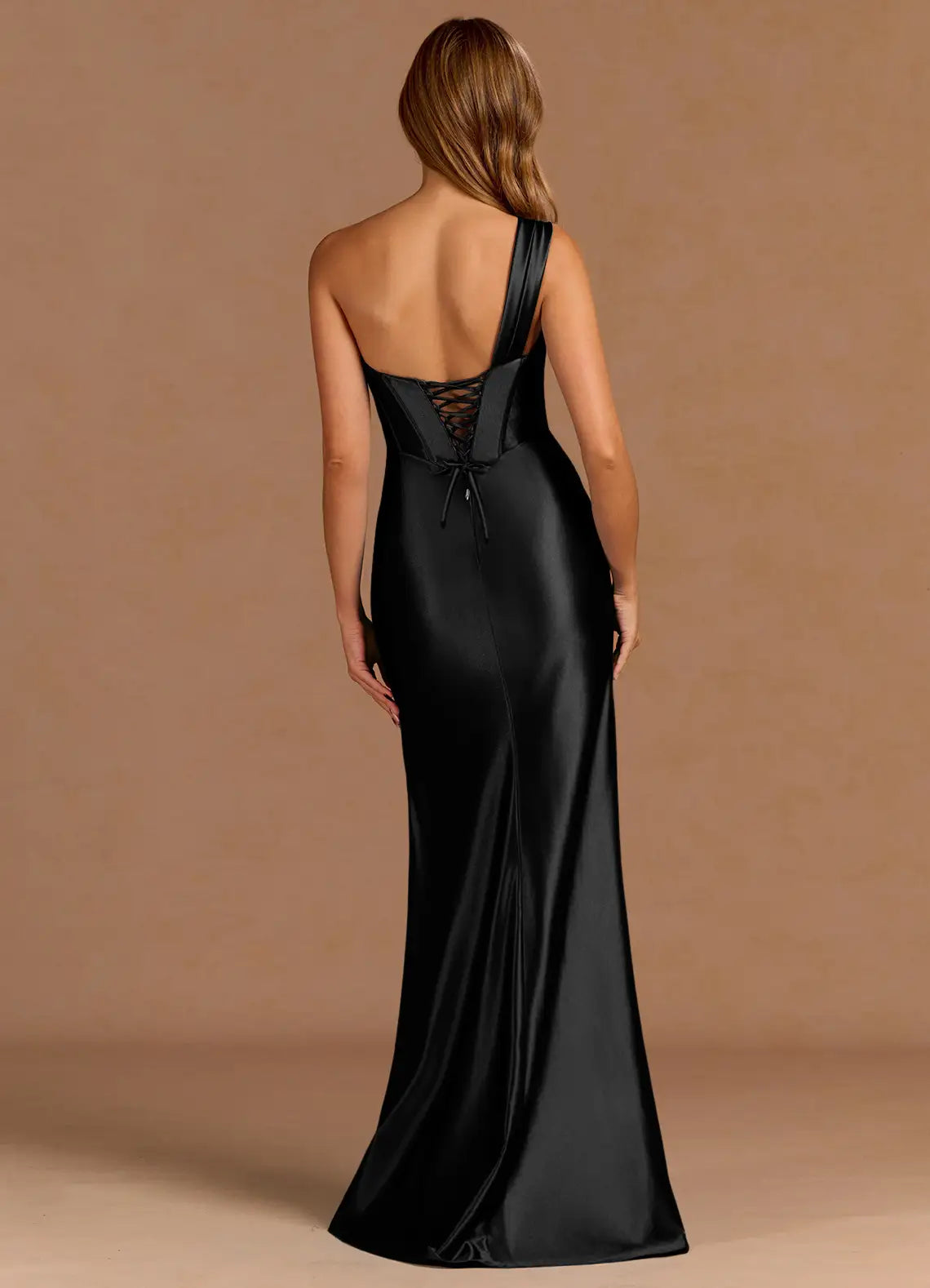 Glamorous Mermaid One-Shoulder Sweetheart Neck Lace-Up Back Floor-Length Prom Dresses