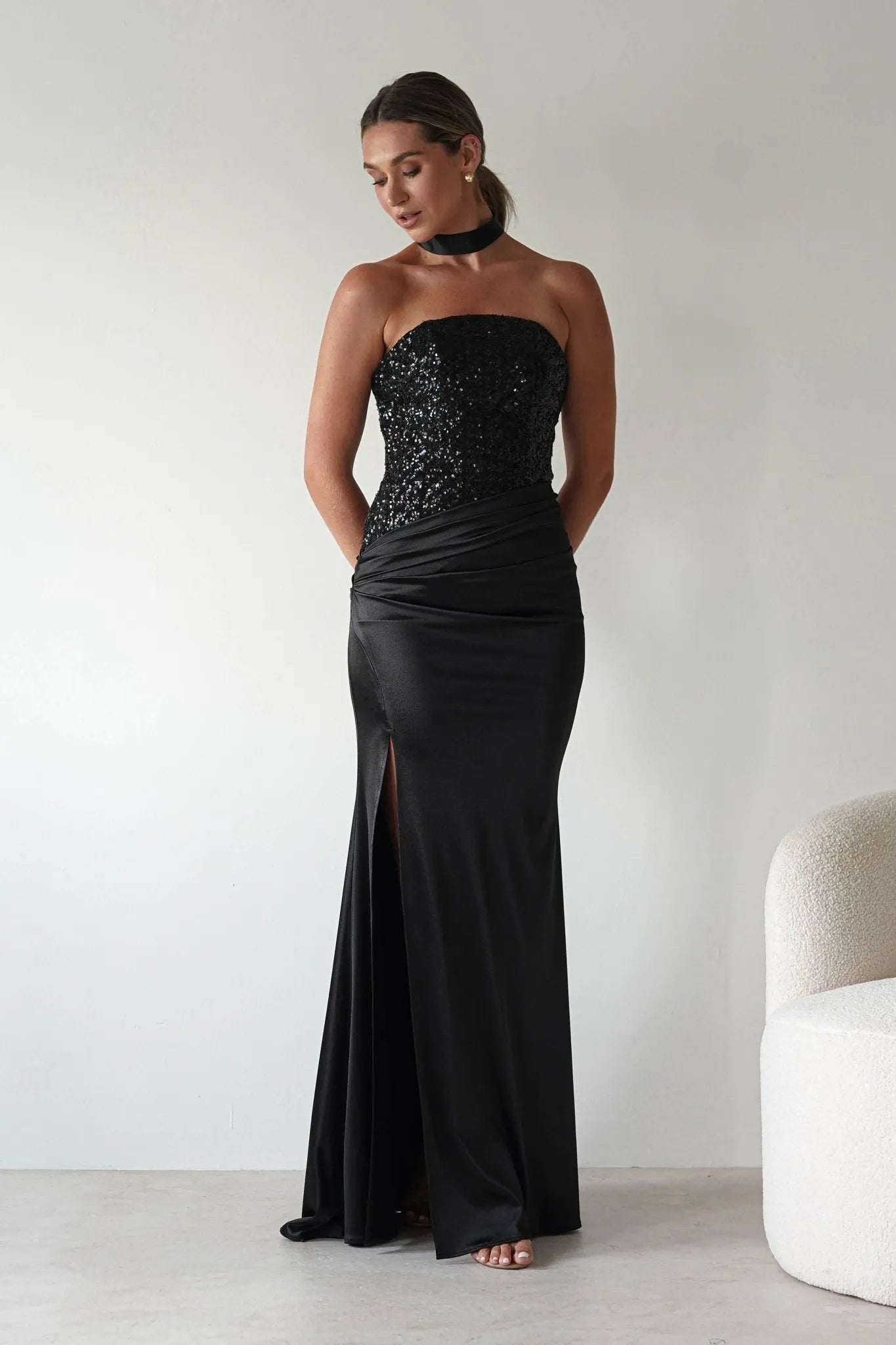 Glamorous Mermaid Strapless Sleeveless Lace-Up Back Floor-Length Formal Prom Dresses