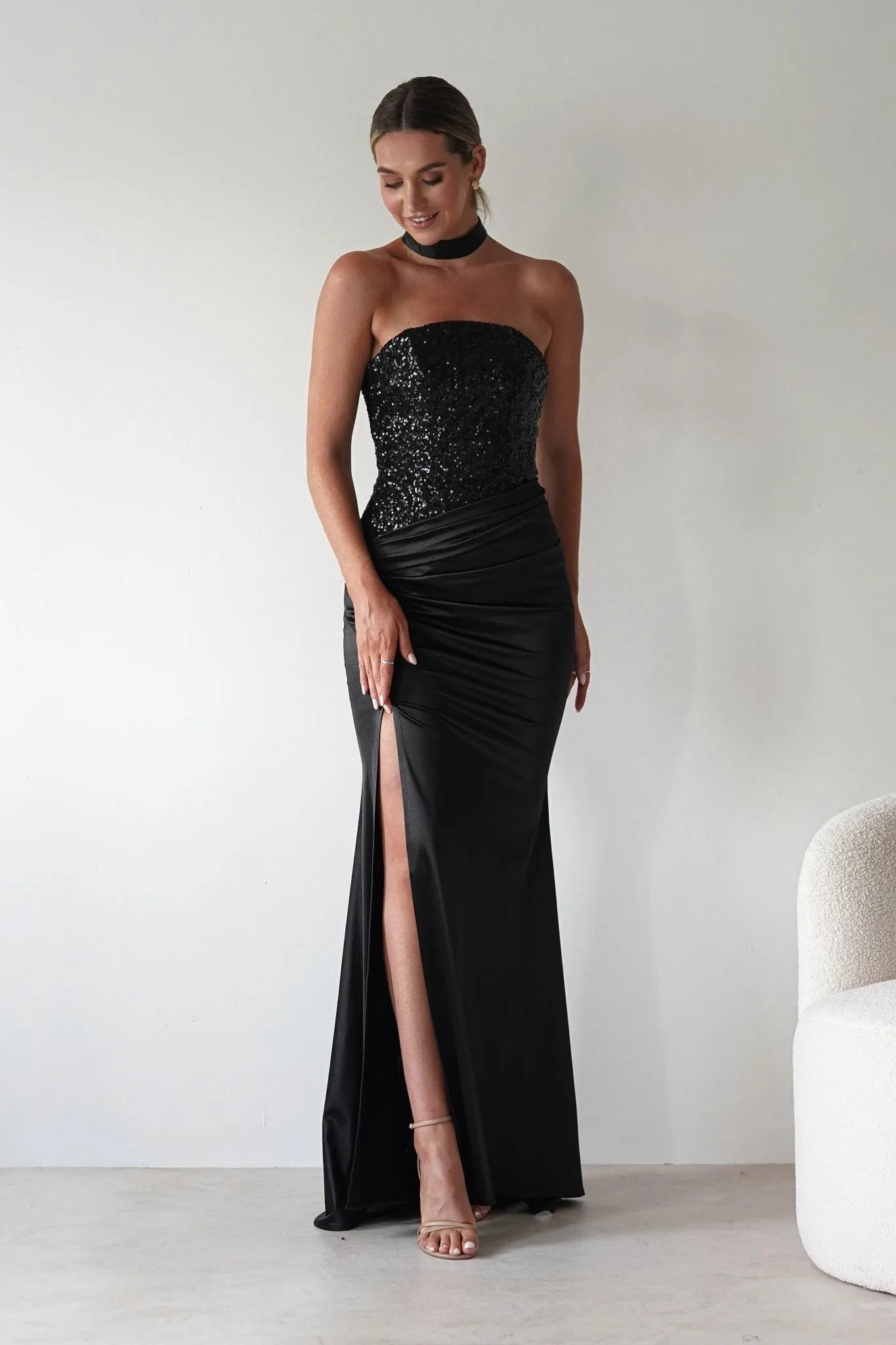 Glamorous Mermaid Strapless Sleeveless Lace-Up Back Floor-Length Formal Prom Dresses