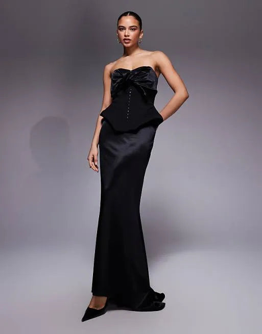 Glamorous Mermaid Strapless Sleeveless Open-Back Floor-Length Evening Dresses