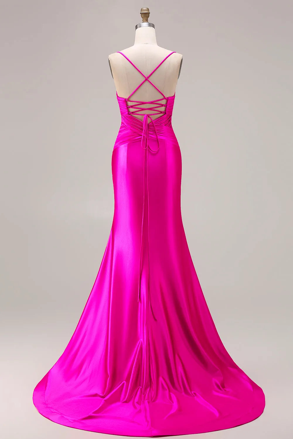 Glamorous Mermaid Sweetheart Neck Spaghetti Strap Lace-Up Back Floor-Length Prom Dresses