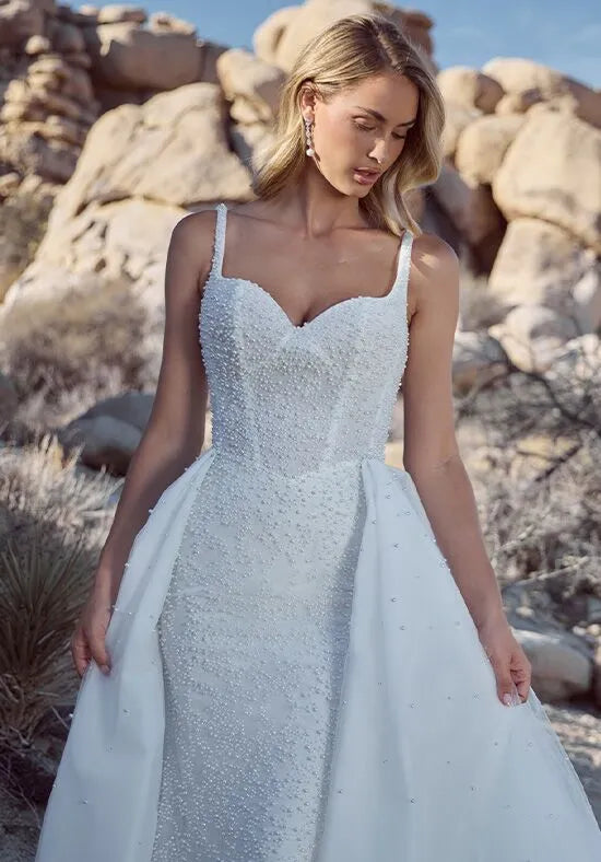 Glamorous Mermaid Sweetheart Neck Spaghetti Strap Open Back Train Wedding Dresses