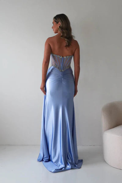 Glamorous Mermaid Sweetheart Strapless Embellished-Bodice Floor-Length Formal Prom Dresses