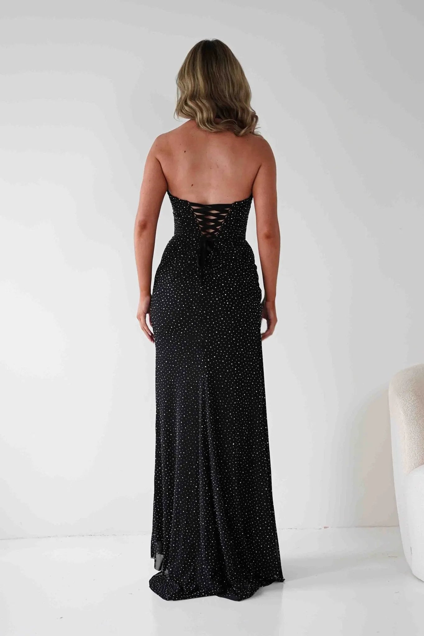 Glamorous Mermaid Sweetheart Strapless Sequin-Bodice Choker-Neck Floor-Length Formal Prom Dresses