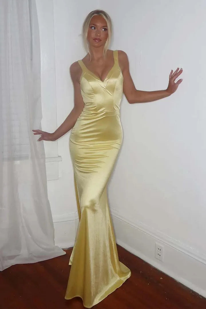 Glamorous Sheath Mermaid V-Neck Strapless Sleeveless Sequin Open Back Back Zip Floor-Length Prom Dress