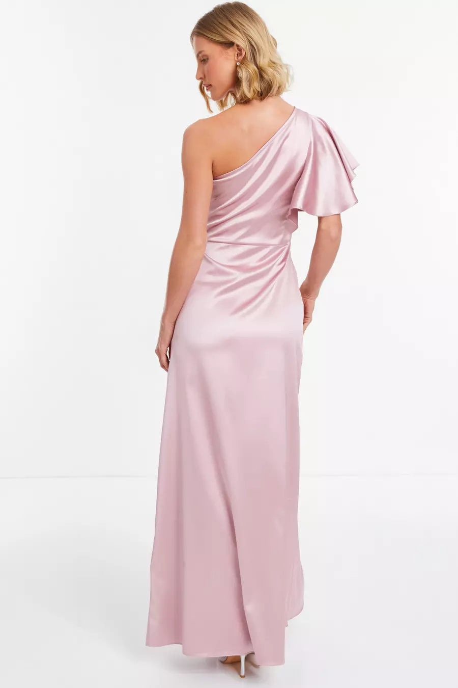 Glamorous Sheath One Shoulder Ruffled Open Back Floor Length Formal Prom Dresses