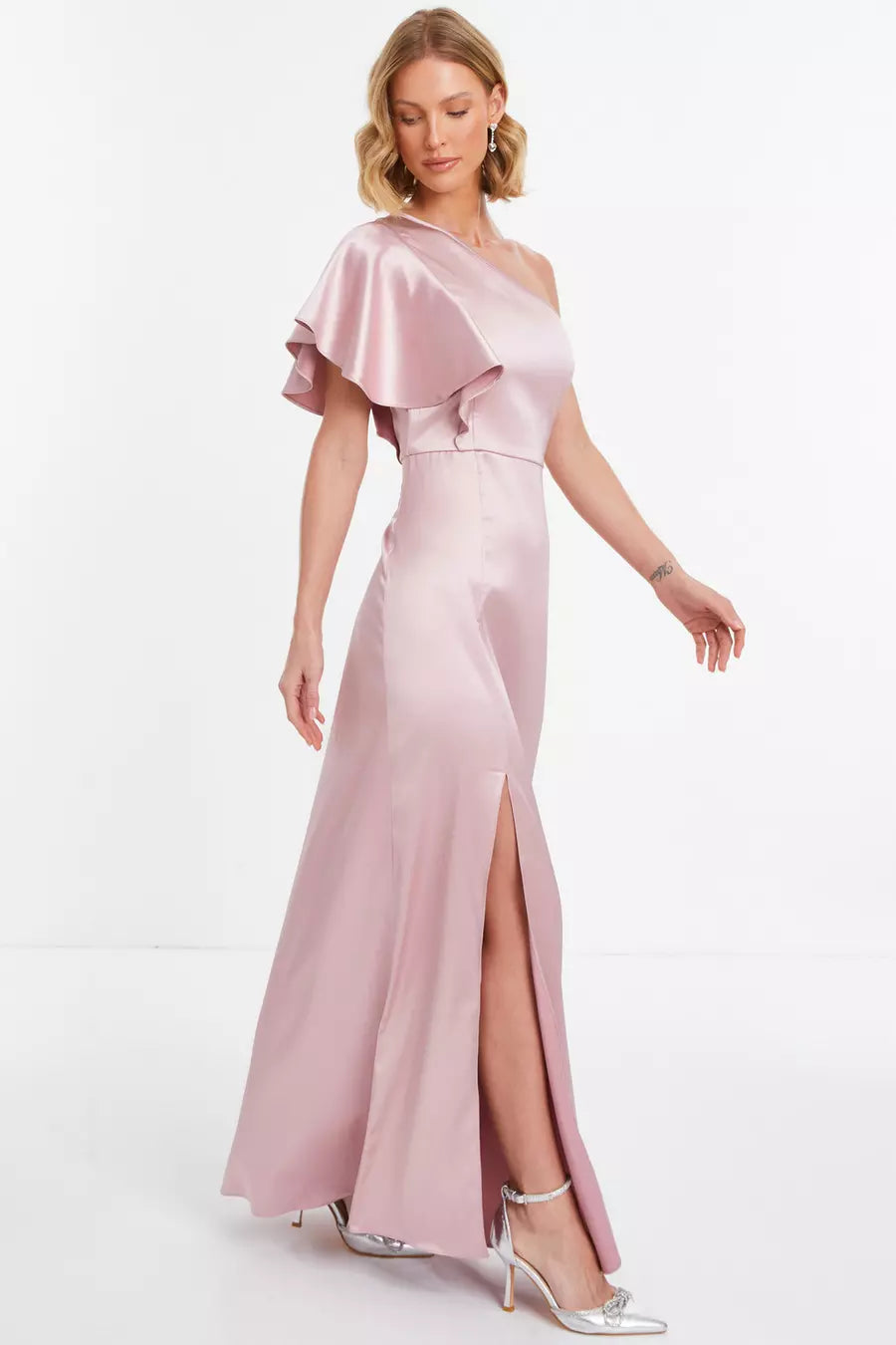 Glamorous Sheath One Shoulder Ruffled Open Back Floor Length Formal Prom Dresses