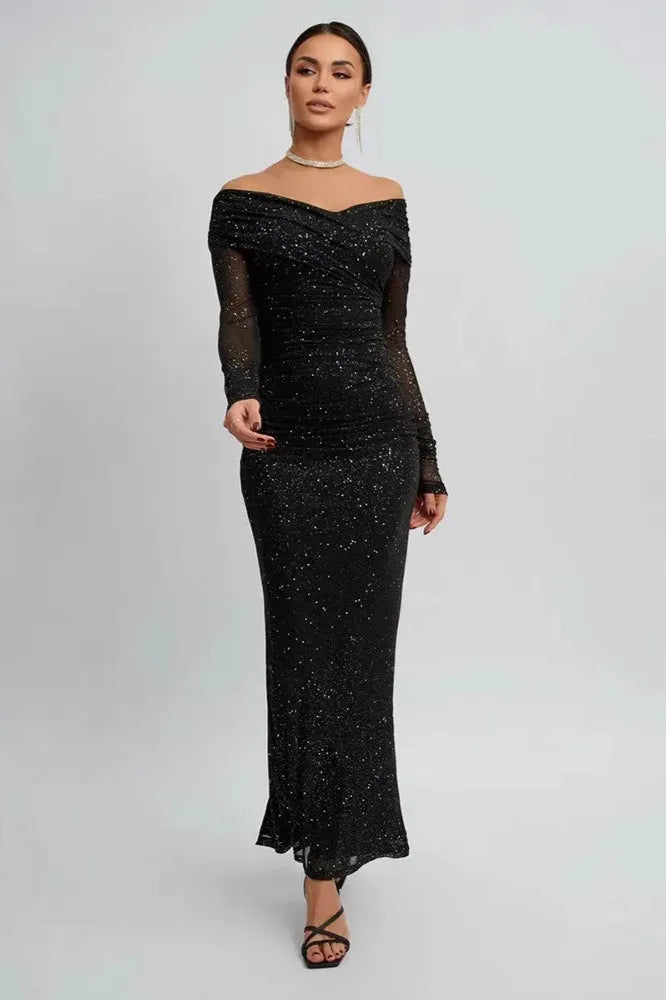 Glamorous Sheath Sweetheart Off-The-Shoulder Ruched Back Midi Party Dresses