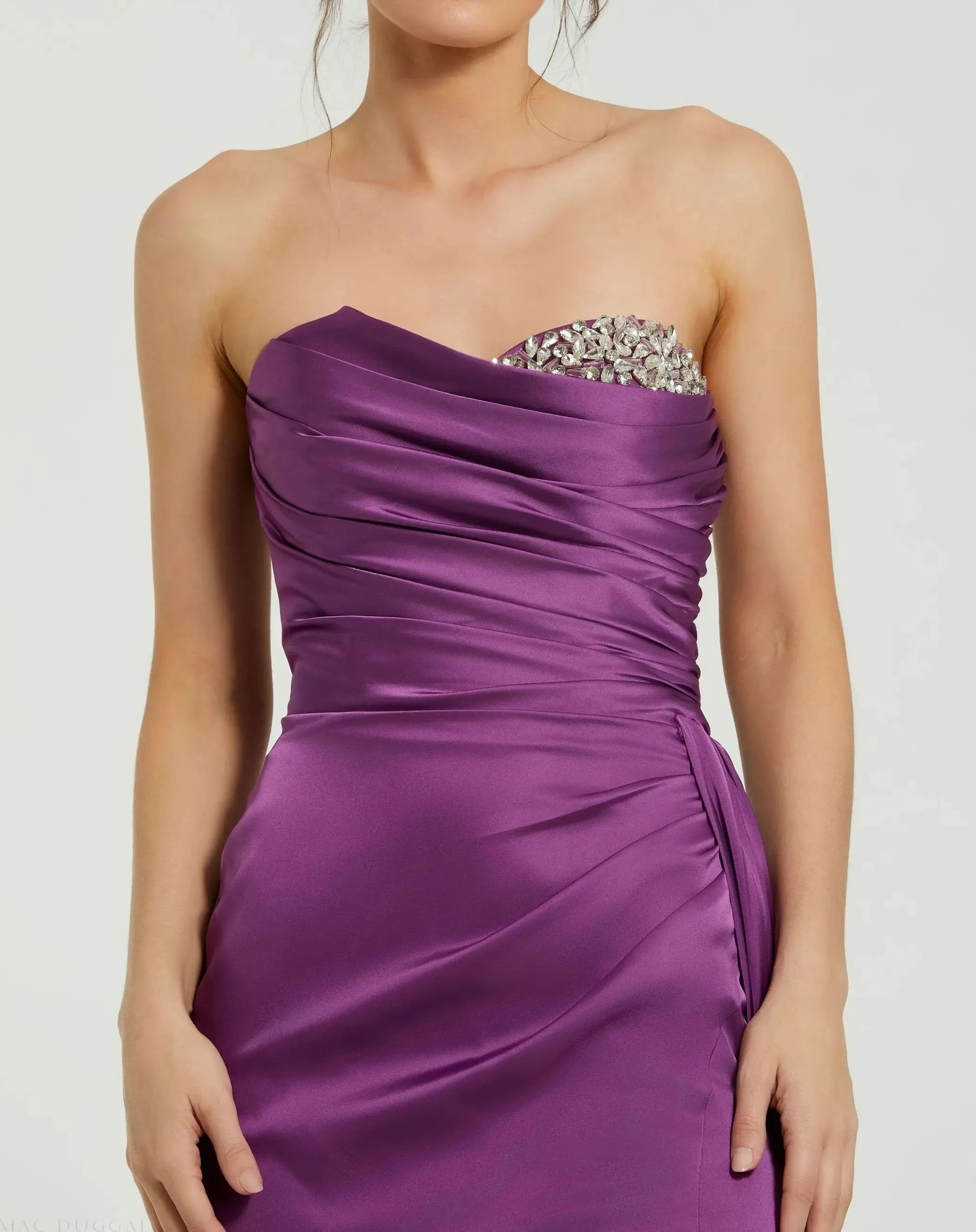 Glamorous Sheath Sweetheart Strapless Sequin Accent High Slit Floor Length Formal Prom Gown