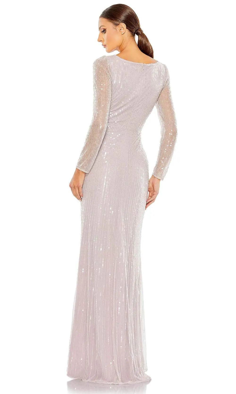Glamorous Sheath V-Neck Long Sleeve Zipper Back Long Evening Dresses