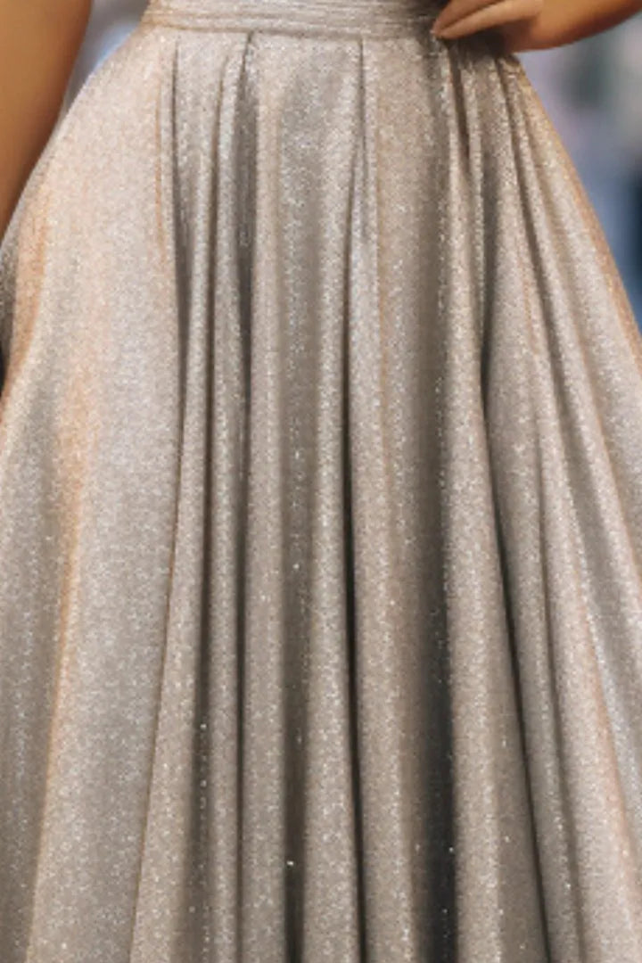 Glamorous Shiny Silver A-Line Halter Neck Sleeveless Lace Up Floor-Length Prom Dress Hot Sale