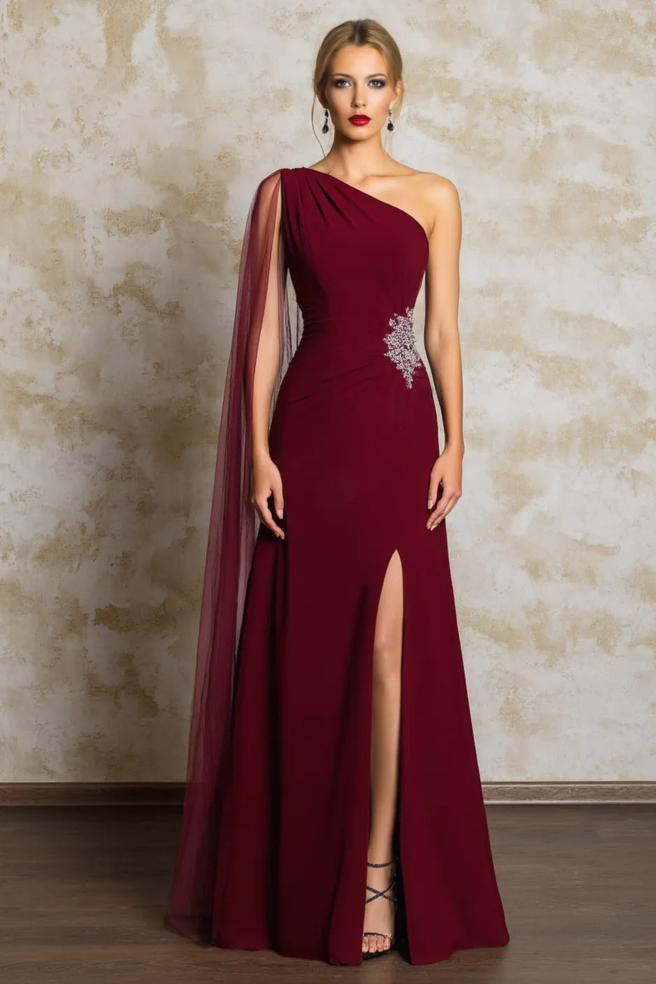 Glamorous Trumpet One-Shoulder Sleeveless Zipper Back Long Evening Dresses