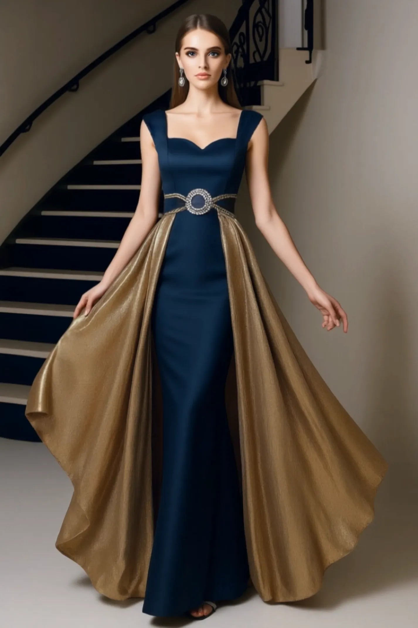 Glamorous Trumpet Square Neck Sleeveless Zipper Back Long Evening Dresses