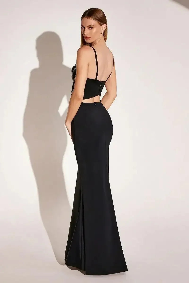 Glamorous Trumpet Sweetheart Neck Spaghetti Strap Cutout Back Embellished Floor-Length Prom Dresses