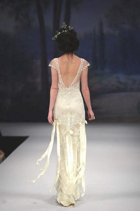 Ivory Lace Off-the-shoulder Cutout Mermaid Wedding Evening Dress