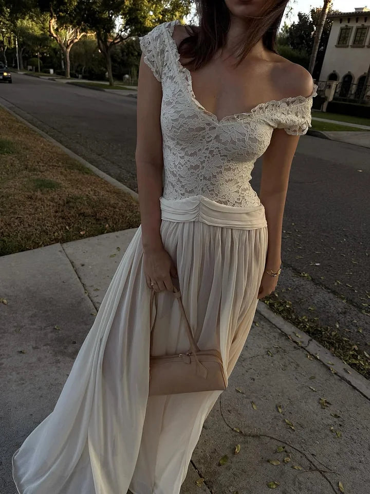 Ivory Satin Off-the-shoulder Ruched Mermaid Evening Dress