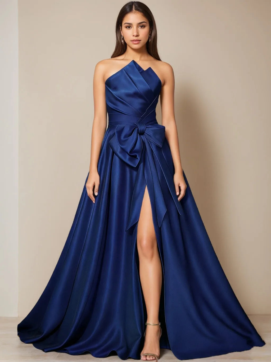 Luxurious Ball Gown Asymmetrical Strapless Sleeveless Open-Back Floor-Length Evening Dresses