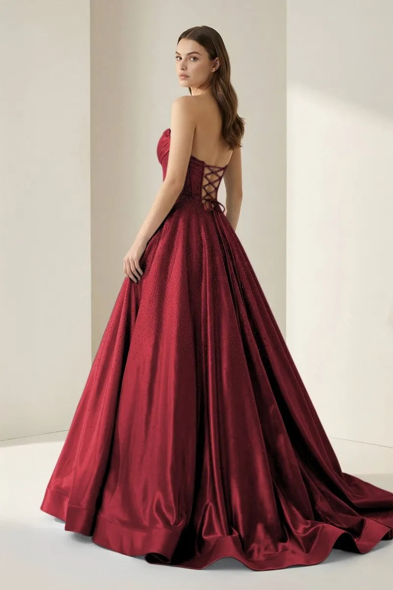 Luxurious Ballgown Strapless Sleeveless Lace-Up-Back Floor-Length Prom Gown