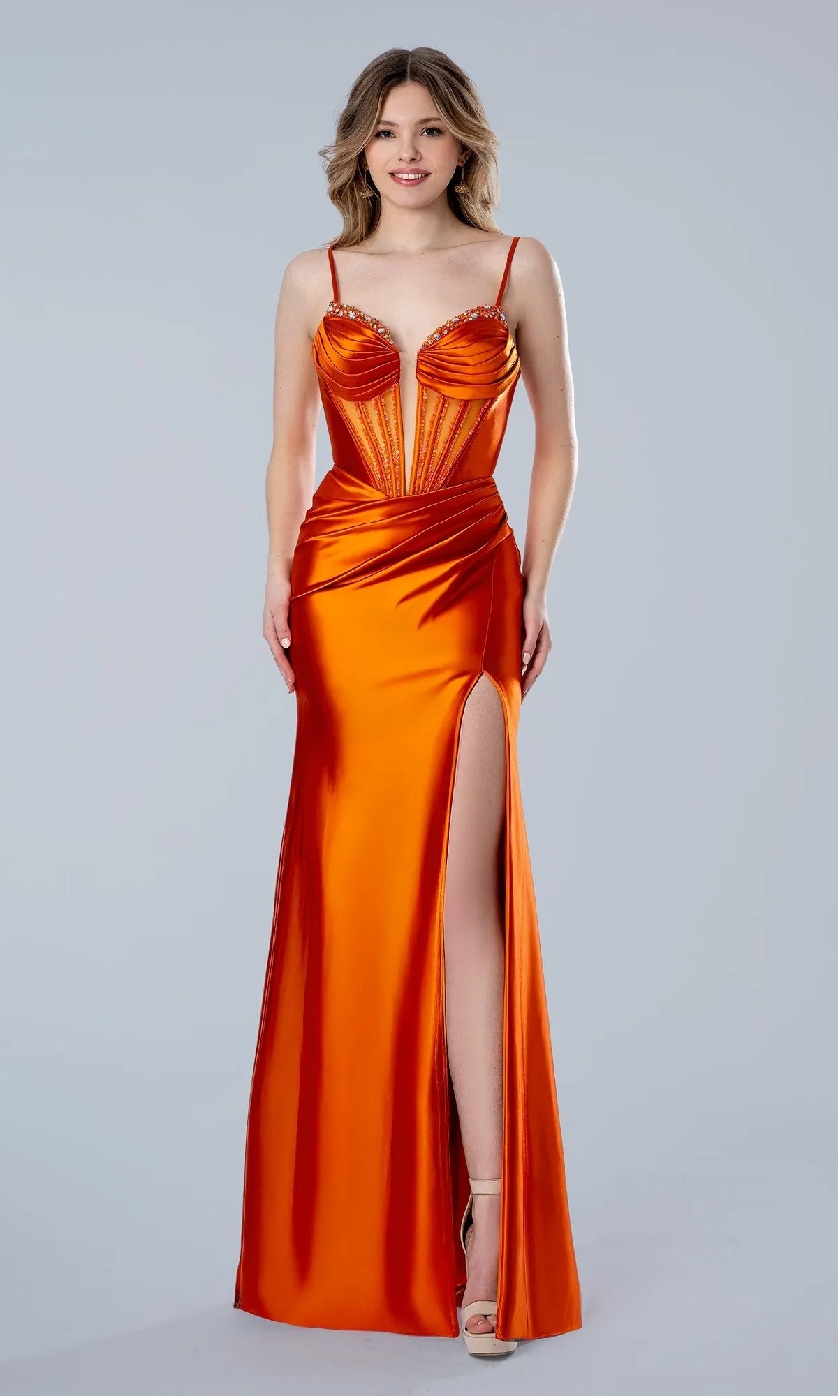 Luxurious Mermaid Deep V Neck Spaghetti Strap Lace Up Back Floor Length Prom Dresses