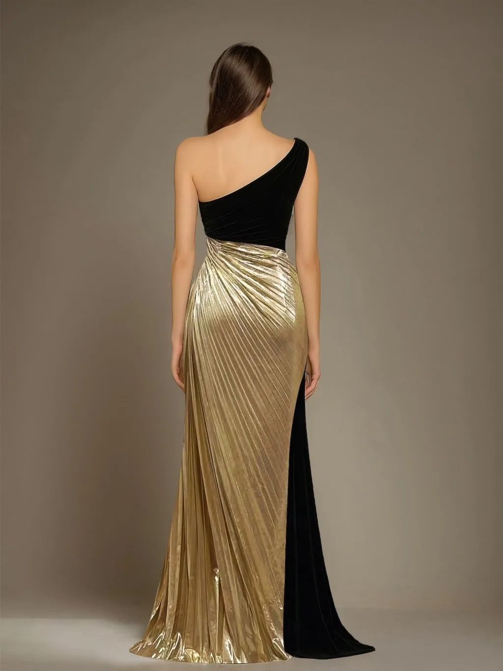 Luxurious Mermaid One-Shoulder Sleeveless Open-Back Floor-Length Evening Dresses