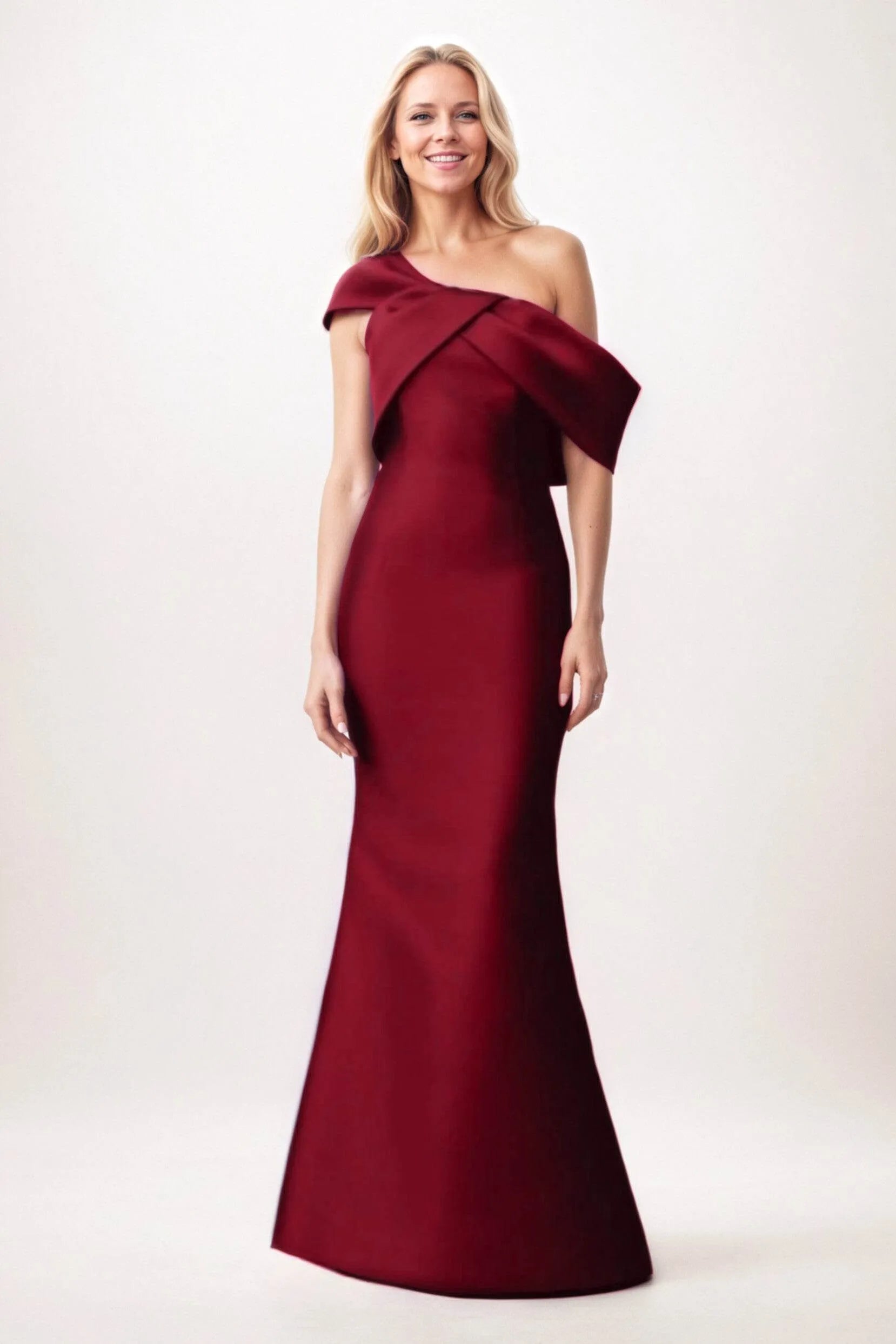 Luxurious Mermaid One-Shoulder Sleeveless Wrap Back Floor-Length Mother Of The Bride Dresses