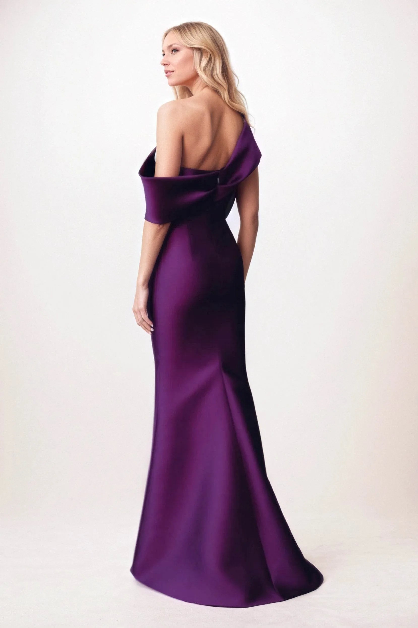 Luxurious Mermaid One-Shoulder Sleeveless Wrap Back Floor-Length Mother Of The Bride Dresses