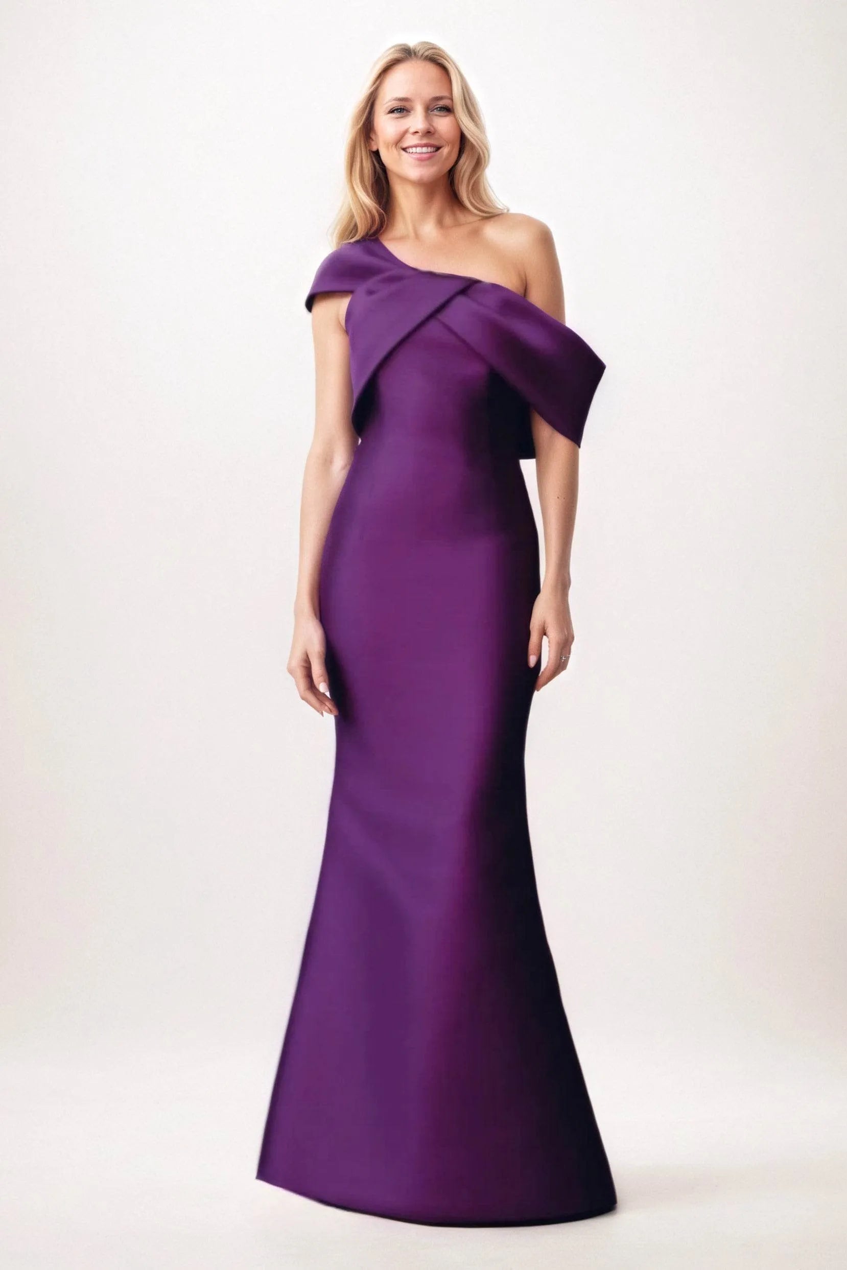Luxurious Mermaid One-Shoulder Sleeveless Wrap Back Floor-Length Mother Of The Bride Dresses