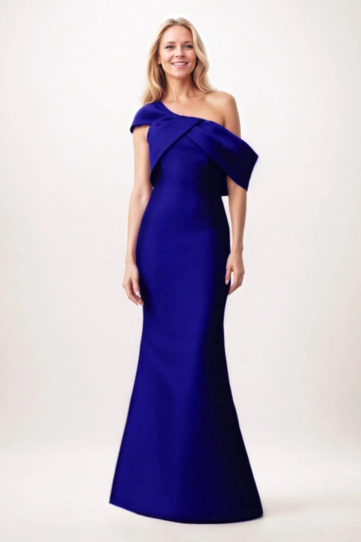 Luxurious Mermaid One-Shoulder Sleeveless Wrap Back Floor-Length Mother Of The Bride Dresses