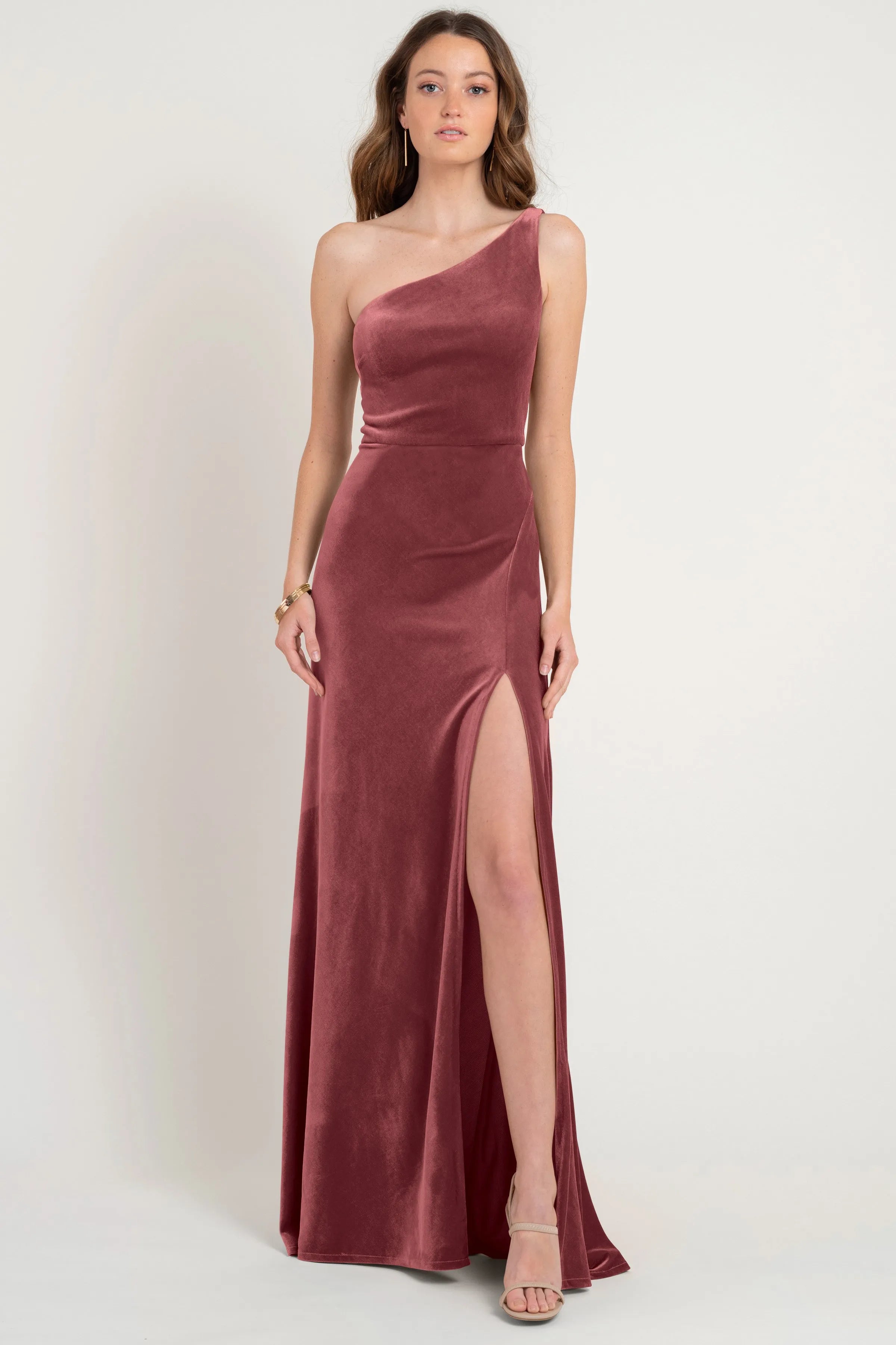 Luxurious Mermaid One-Shoulder Sleeveless Zipper-Back Floor-Length Bridesmaid Dresses