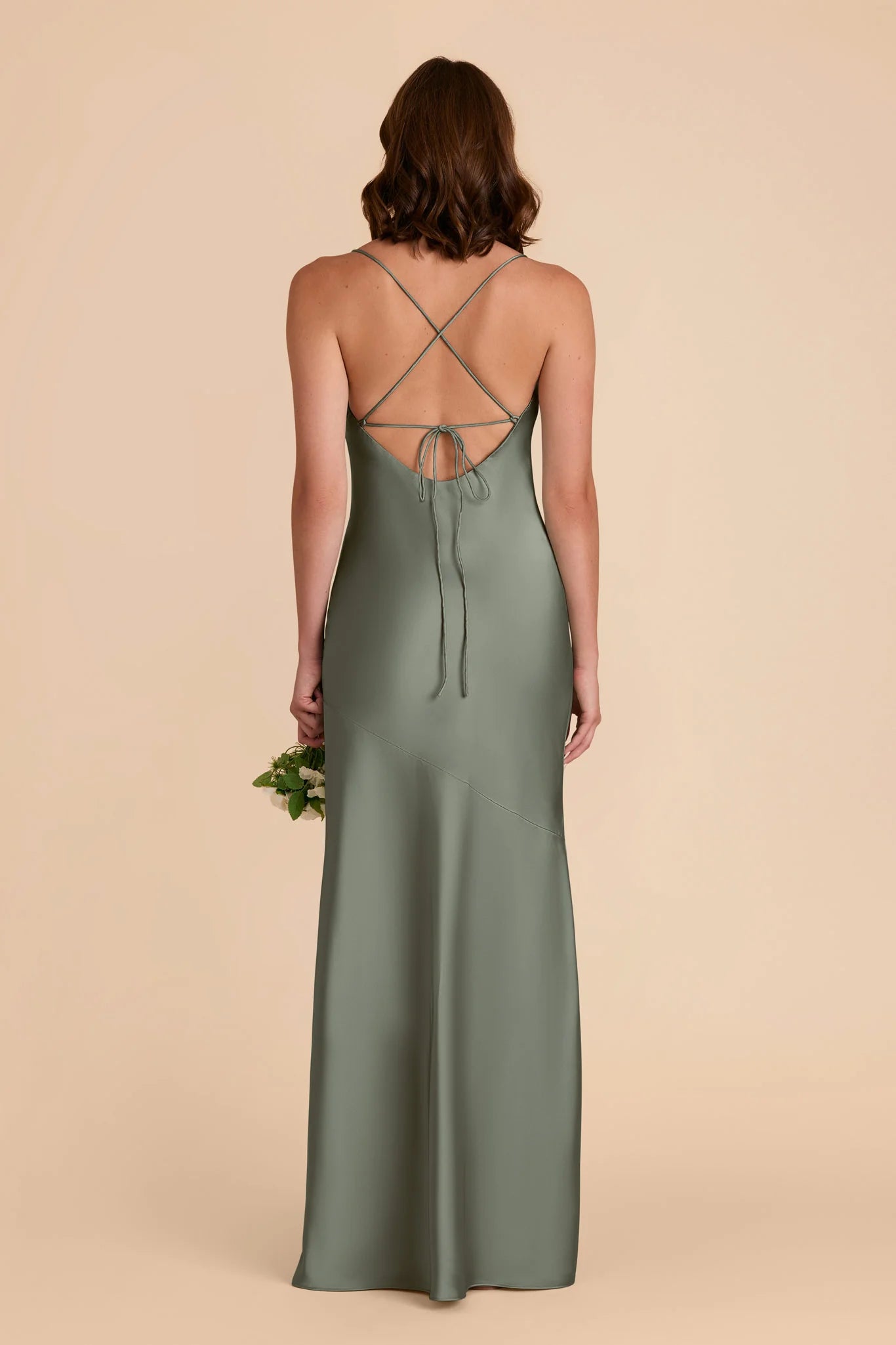Minimalist Sheath Cowl Neck Spaghetti-Strap Criss-Cross Back Floor-Length Prom Dresses with Side Leg Slit