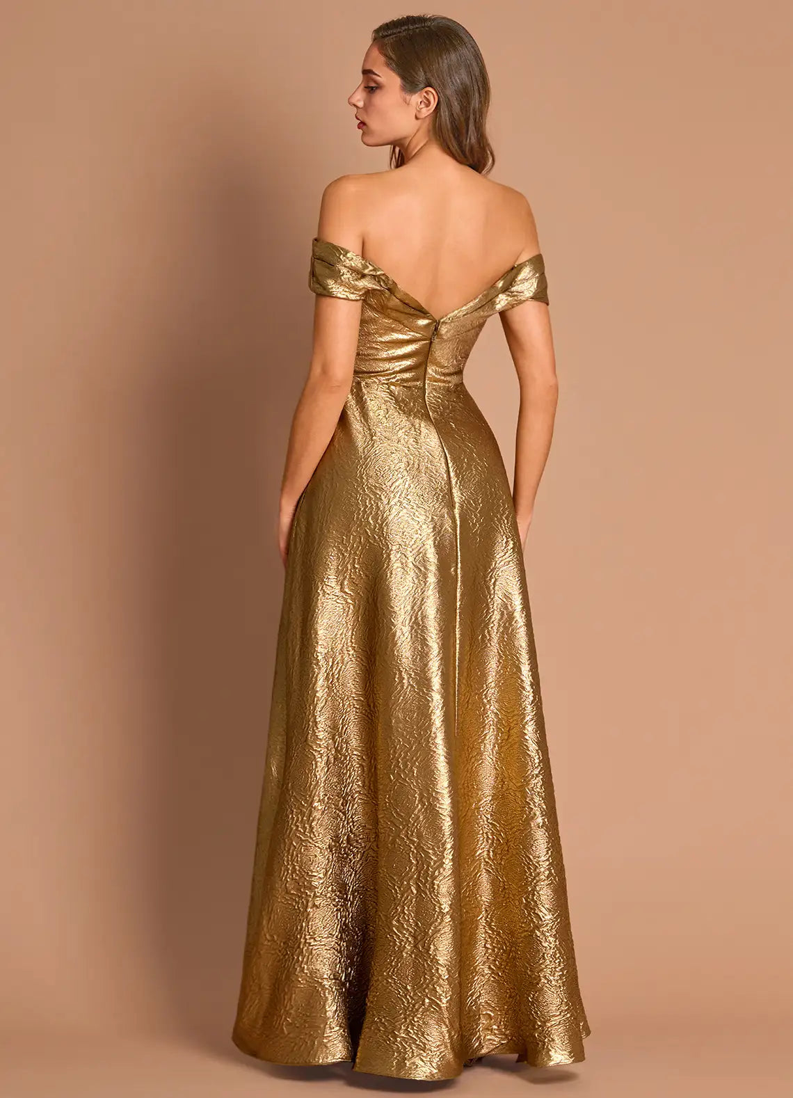 Opulent A-Line Off-Shoulder Sleeveless V-Back Floor-Length Evening Dresses