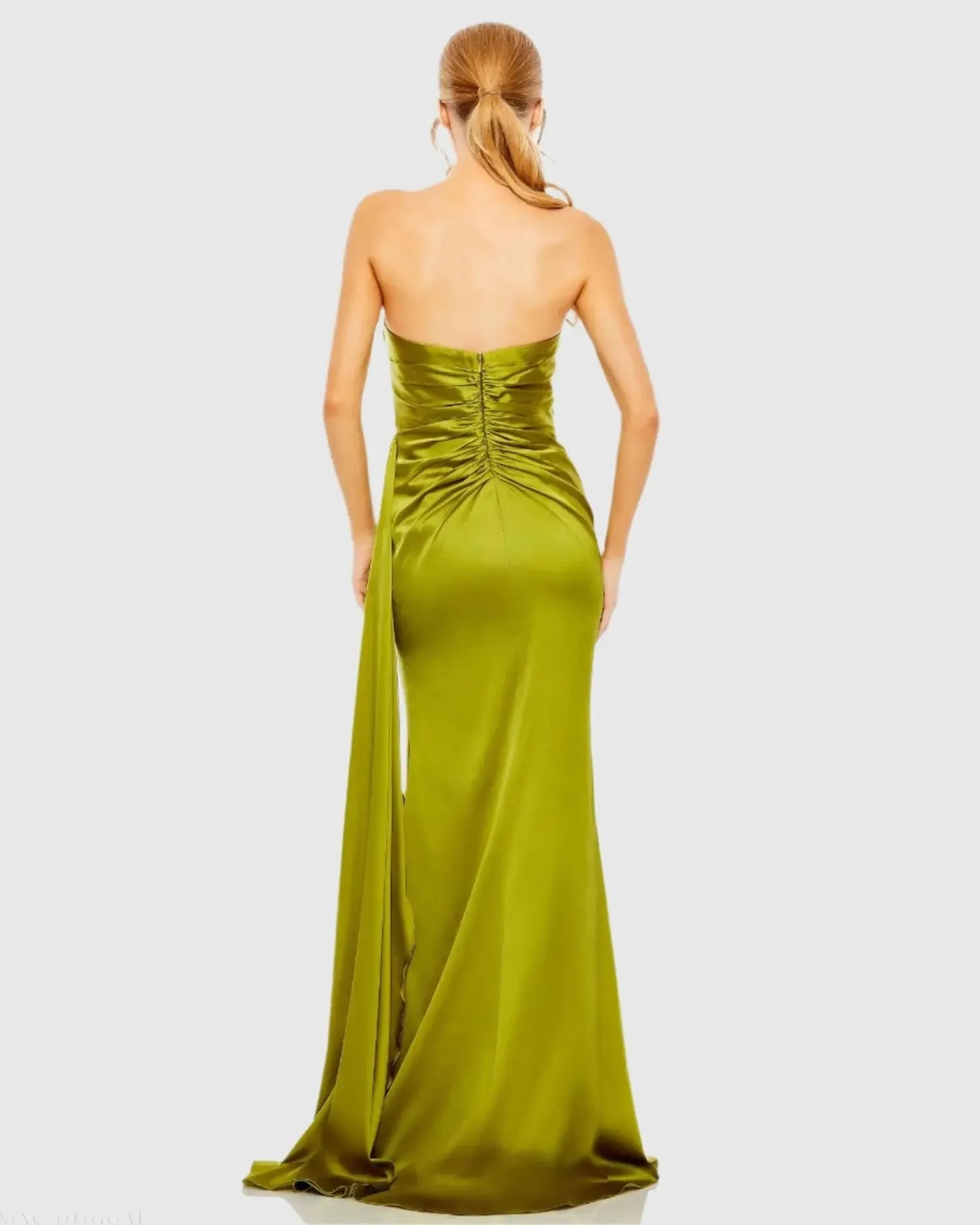 Opulent Apple Green Mermaid Sweetheart Neckline Strapless Crystal-Trim Back Zip Floor-Length Satin Slit Prom Dress
