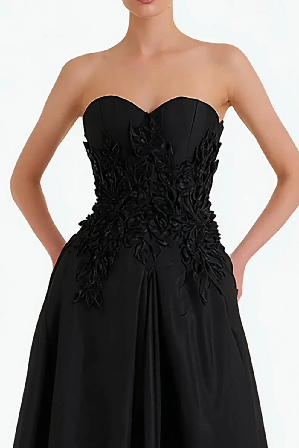 Regal A-Line Strapless Sleeveless Embroidered-Bodice Floor-Length Prom Dress