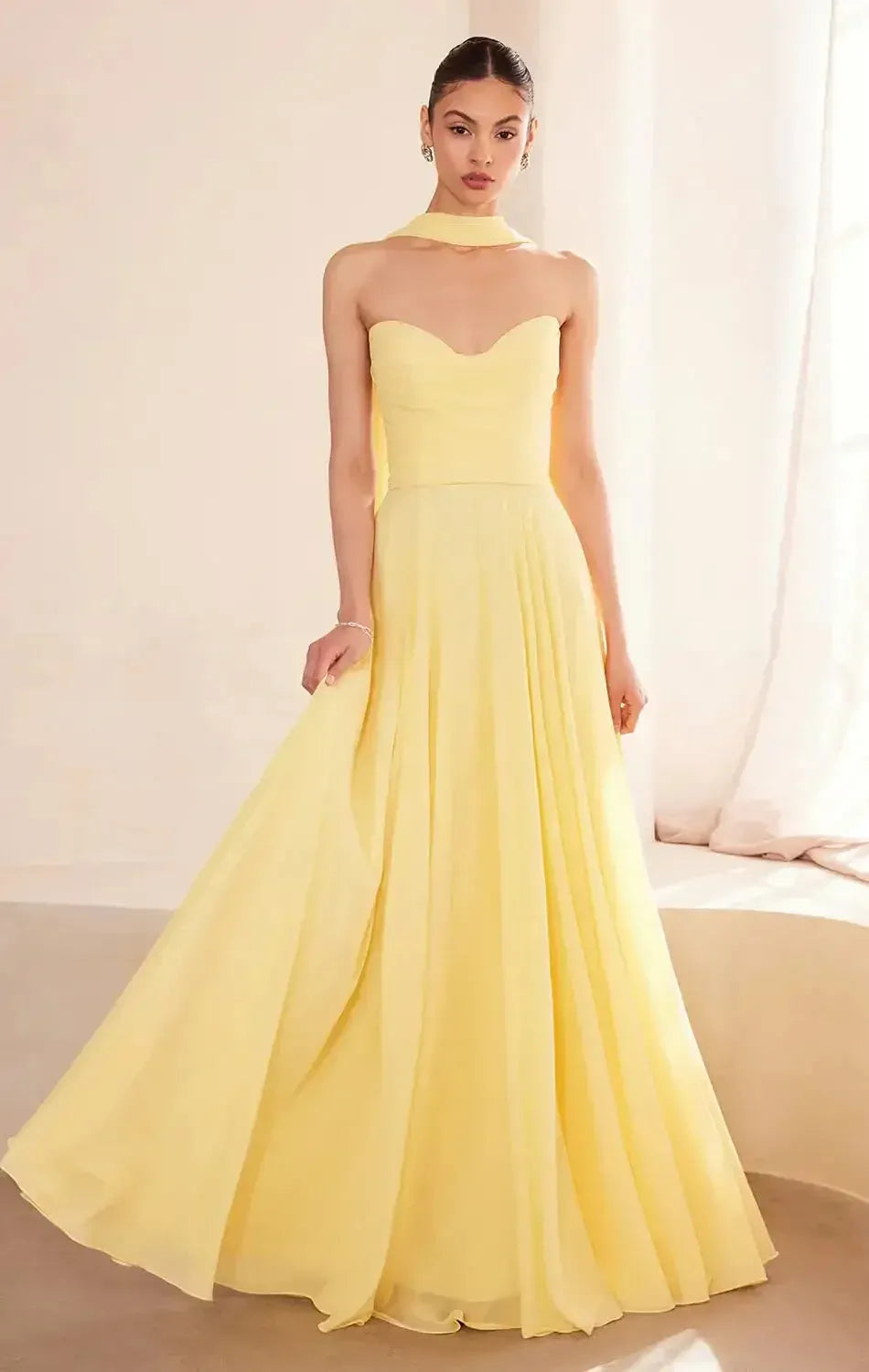 Regal A-Line Strapless Sleeveless Lace-Up-Back Floor-Length Prom Dress