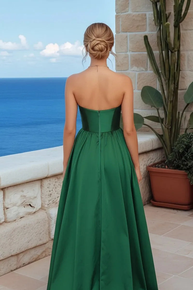 Regal  A-Line Sweetheart Strapless Bow-Embellished Open-Back High-Low Prom Dress