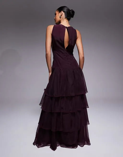 Romantic A-Line Halter Neck Sleeveless Cutout-Back Floor-Length Evening Dresses