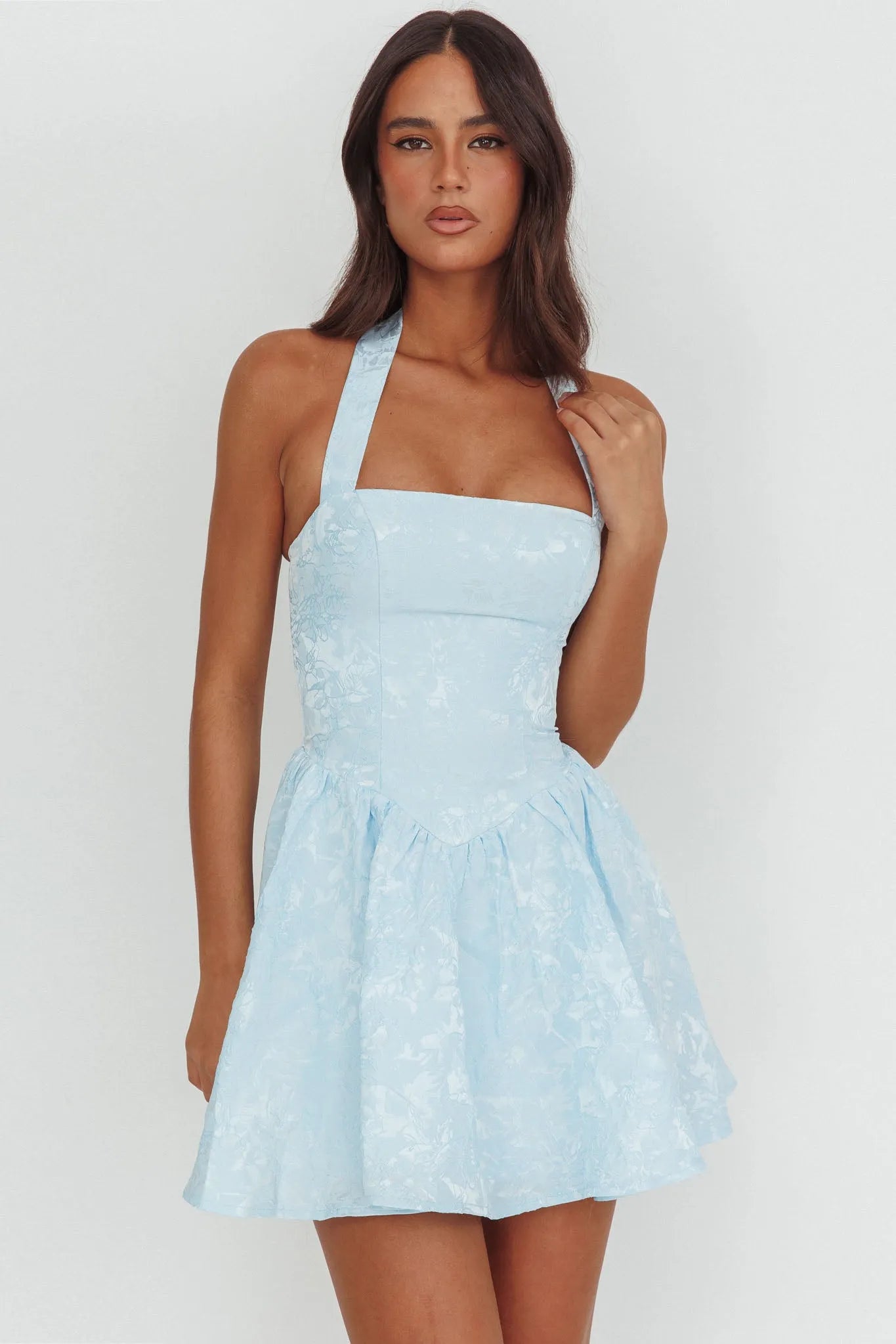 Romantic A-Line Square Neck Halter Zip-Back Mini Homecoming Dresses