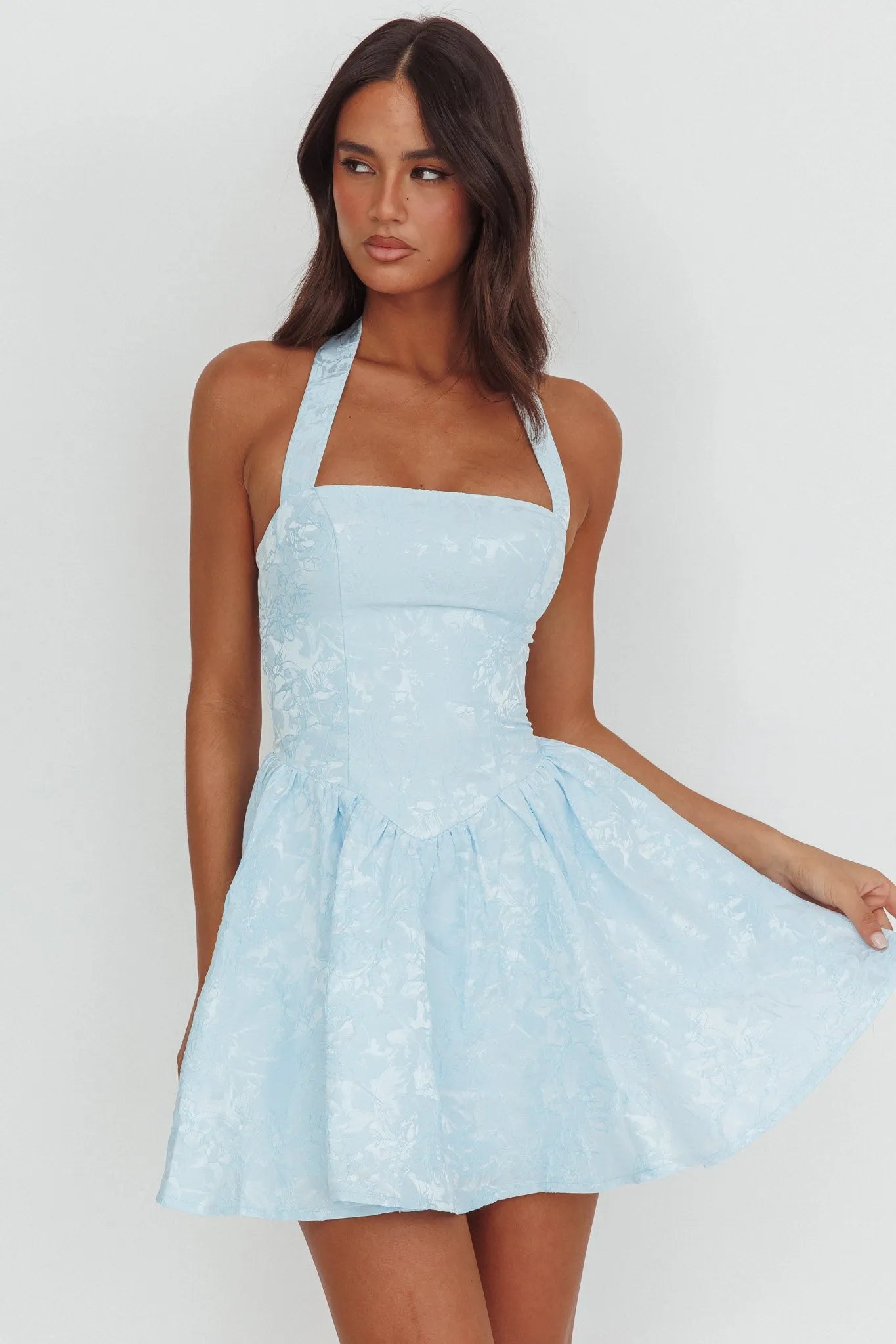 Romantic A-Line Square Neck Halter Zip-Back Mini Homecoming Dresses