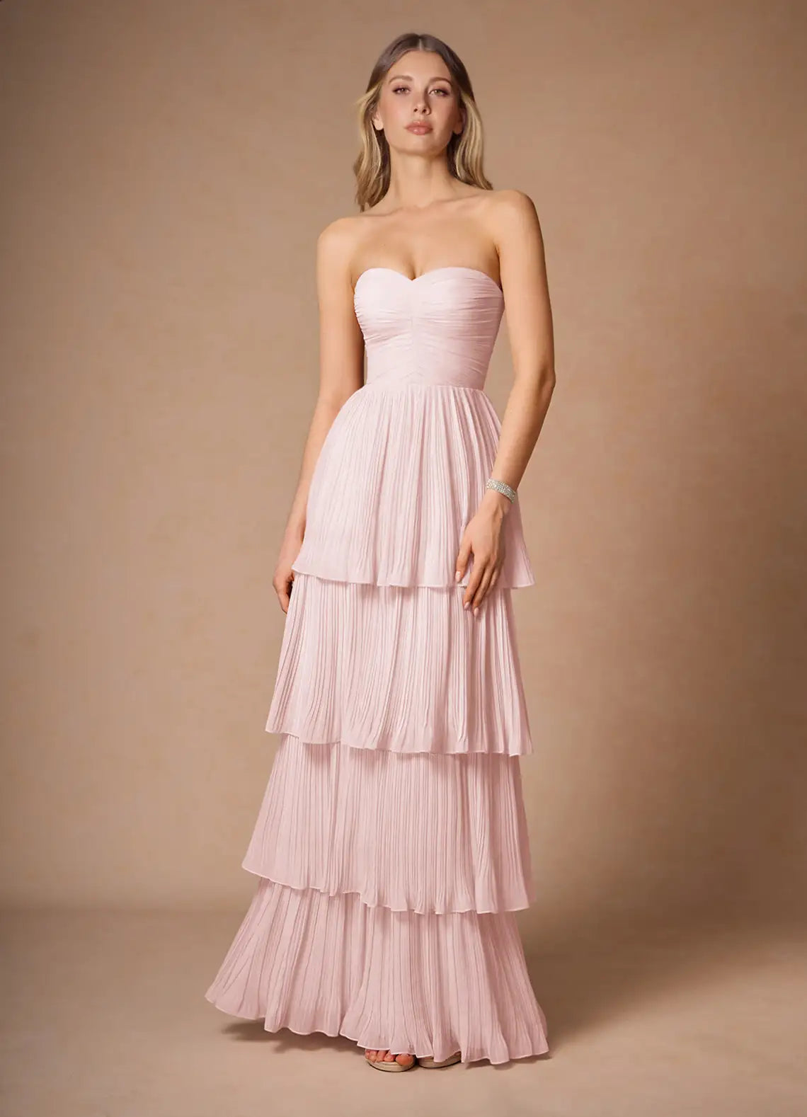 Romantic A-Line Sweetheart Neck Spaghetti Strap Ruffle Back Floor-Length Prom Dresses